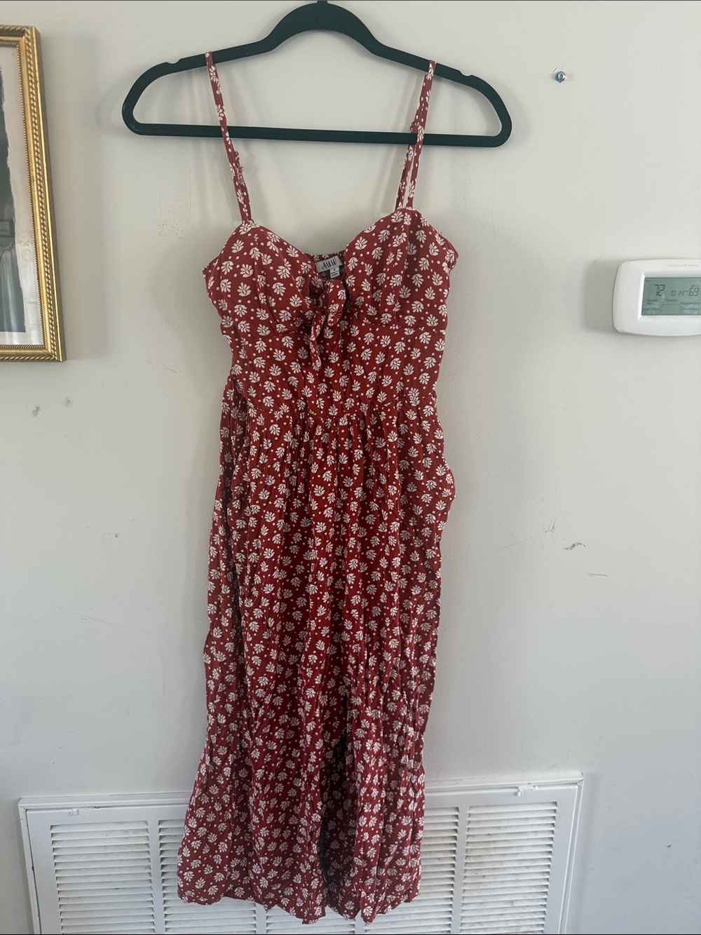 AUW Rust Red Floral Midi Jumpsuit
